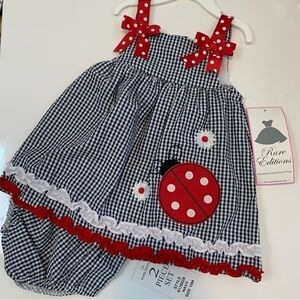 RARE EDITIONS plaid dress w bottoms outfit set patriotic spring summer Easter